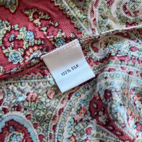 TALBOTS  Pure Silk Paisley Button Down Blouse long sleeve Size 14 (Misses Large) - Picture 10 of 11